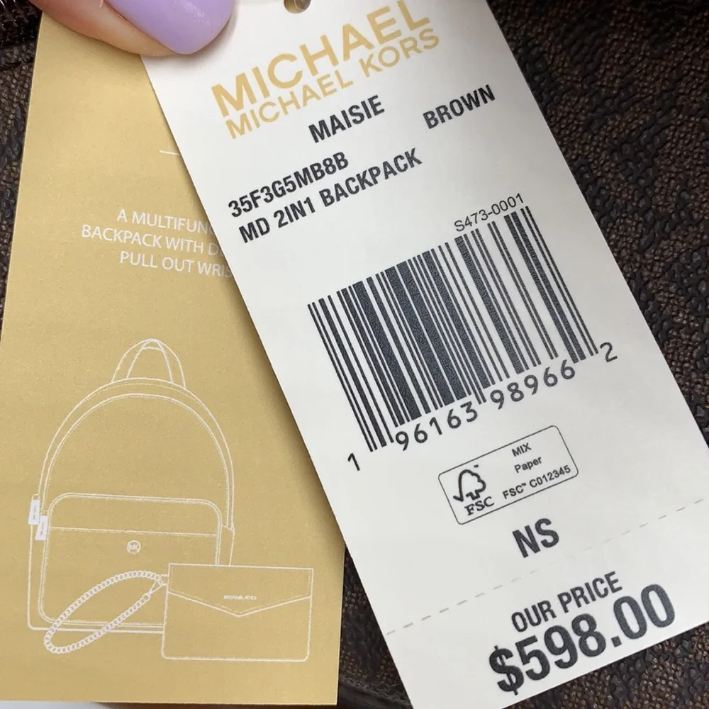 MICHAEL KORS BROWN SIGNATURE COLOR 
Maisie Medium Pebbled Leather 2in-1 BackpacK - Picture 16 of 16